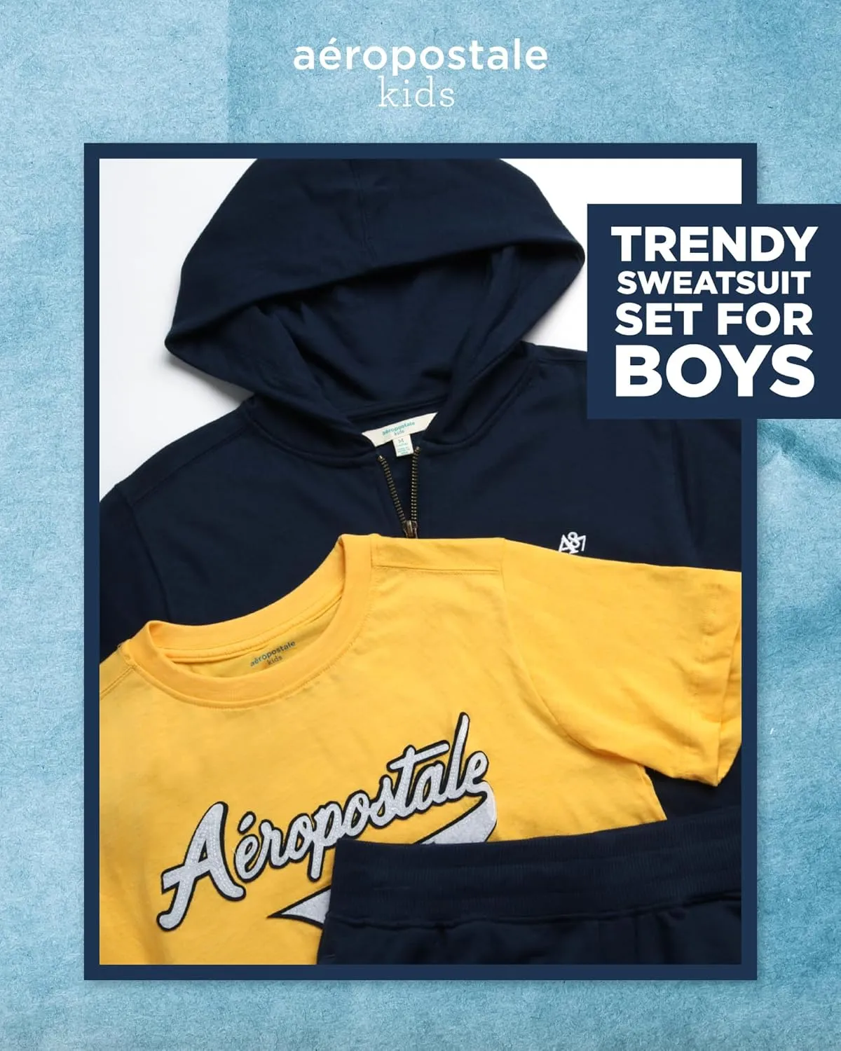 AEROPOSTALE Boys' Sweatsuit Set - 3 Piece Fleece Zip Hoodie Sweatshirt, Cargo Jogger Sweatpants, and T-Shirt (4-16)
