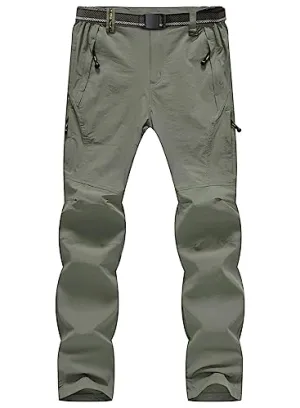 BGOWATU Men's Hiking Pants Water Resistant Stretch Outdoor Sports Pant Lightweight Travel Pants with Zipper Cargo Pockets Light Brown M