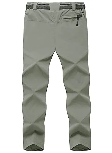 BGOWATU Men's Hiking Pants Water Resistant Stretch Outdoor Sports Pant Lightweight Travel Pants with Zipper Cargo Pockets Light Brown M
