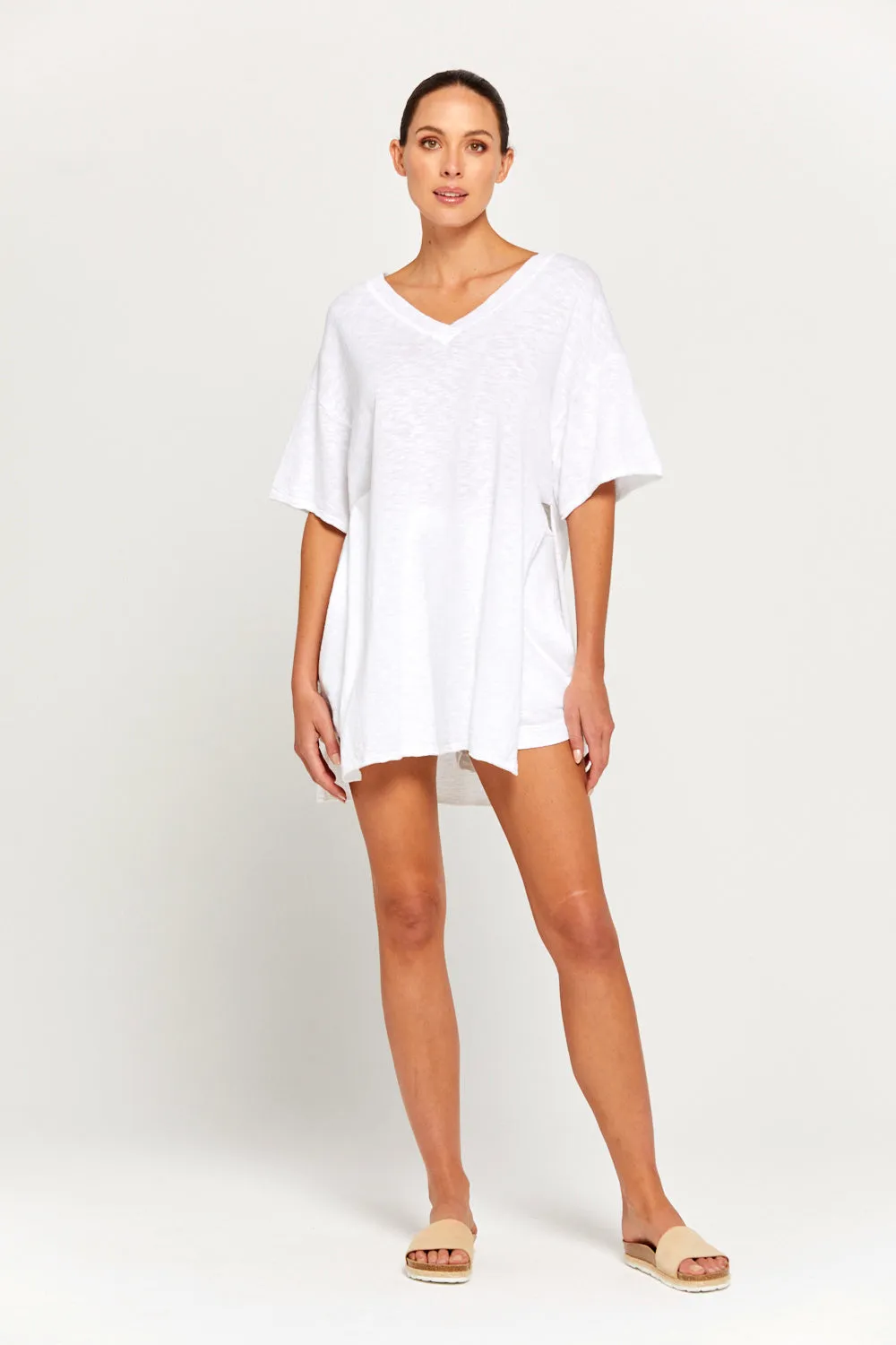 BY RIDLEY Womens Teresa Linen Top - White