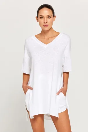 BY RIDLEY Womens Teresa Linen Top - White