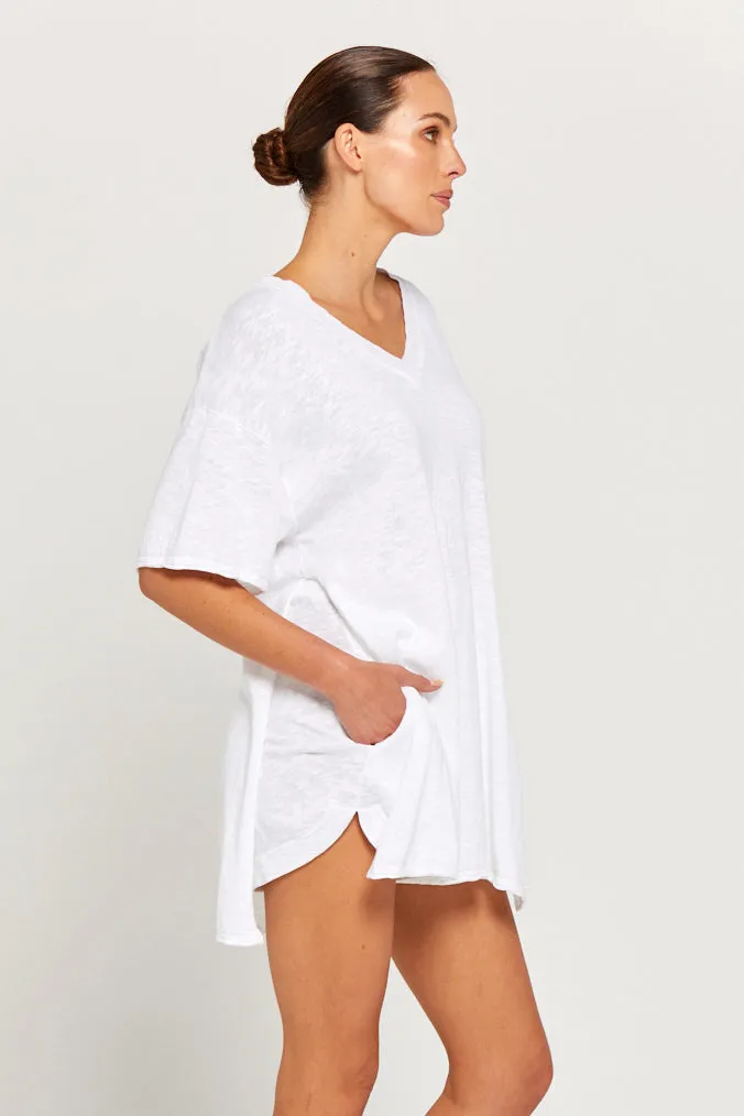 BY RIDLEY Womens Teresa Linen Top - White