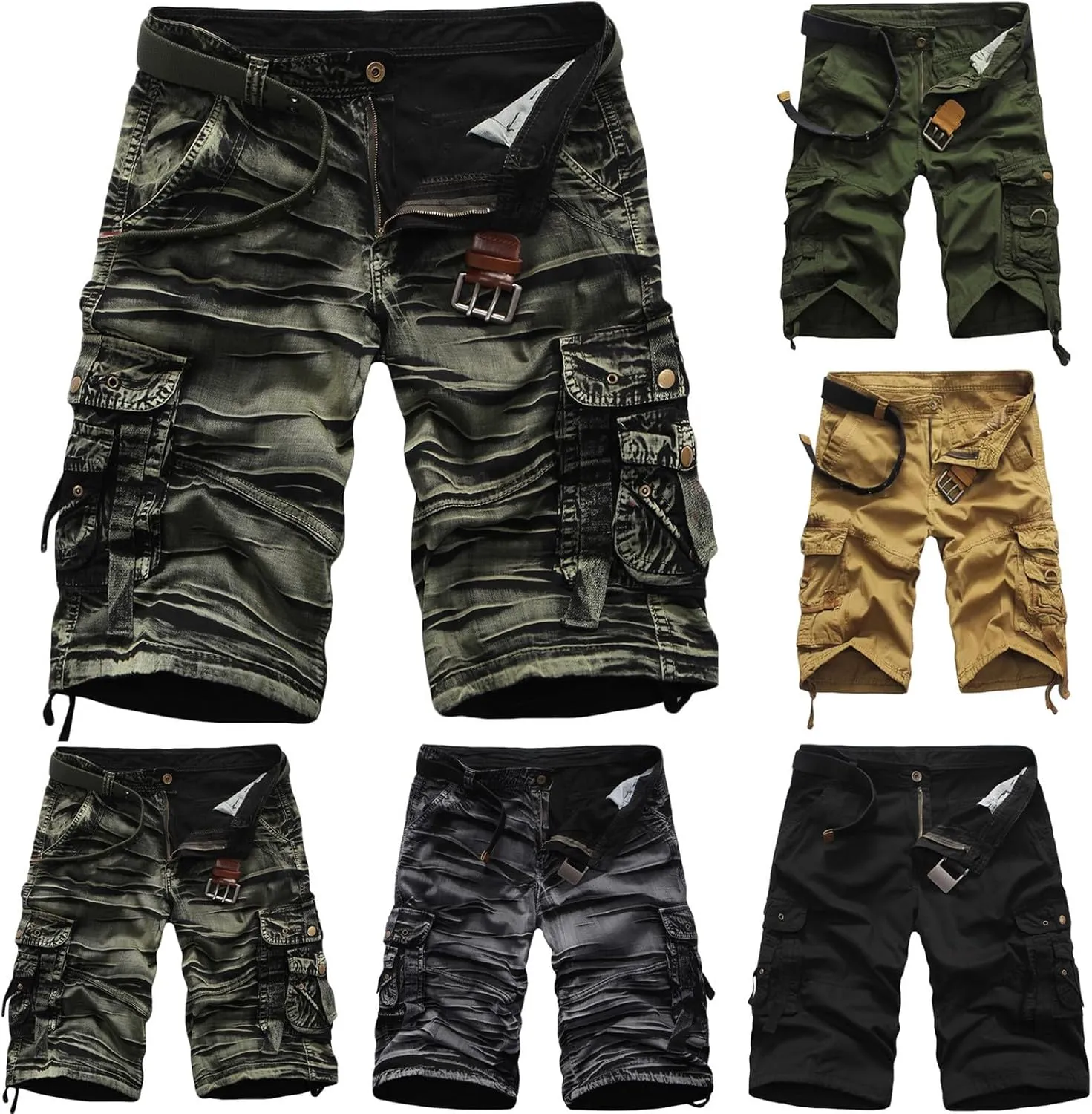 Cargo Shorts for Men Casual Running Sports Tactical Trousers Multiple Utility Pockets Cotton Hiking Short Pants