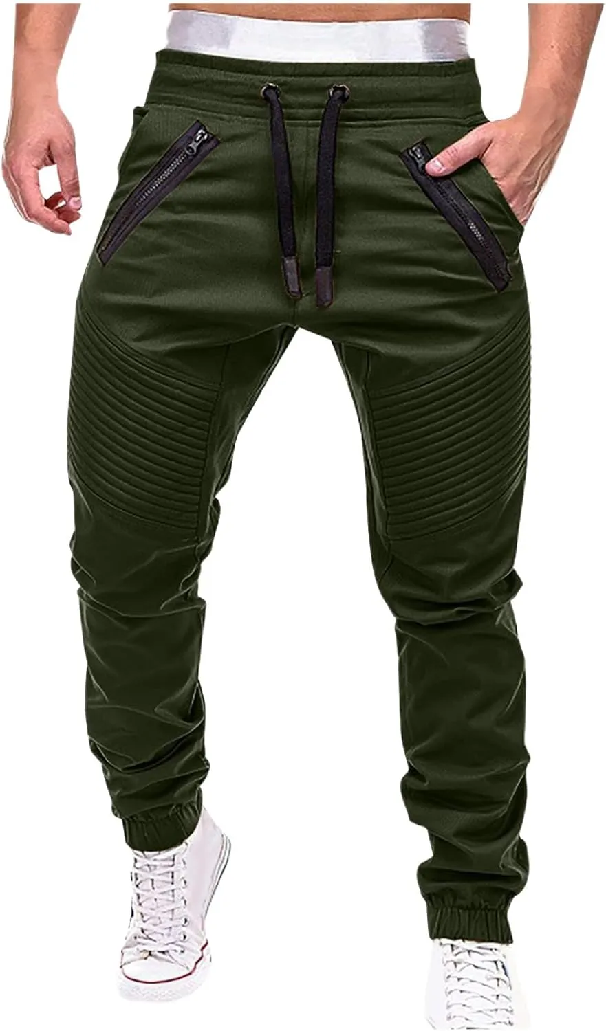 Cargo Sweatpants for Men Joggers - Casual Slim Fit Fashion Stretch Twill Drawstring Hiking Athletic Pants with Pockets