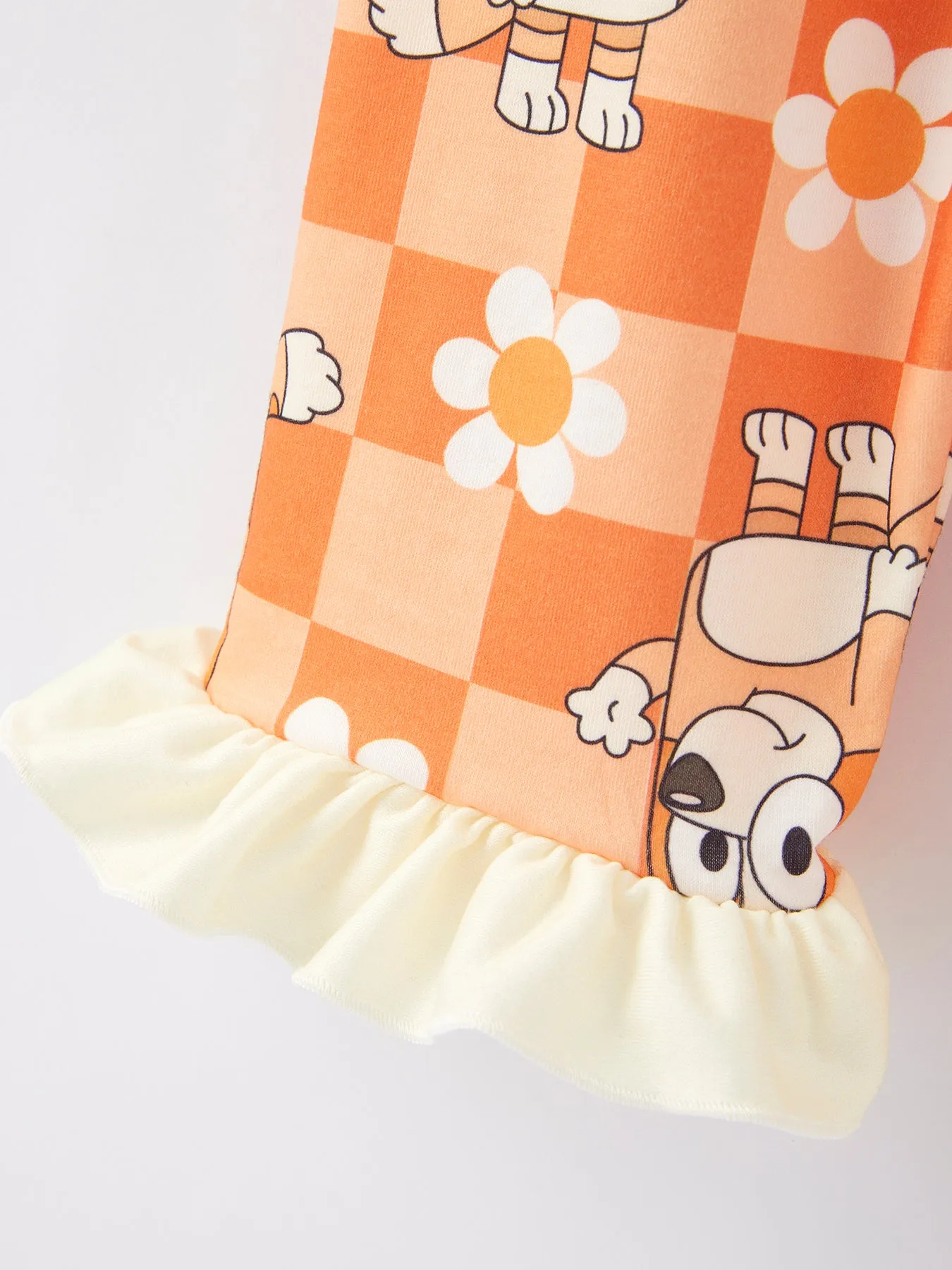 Cartoon Girls Print Orange Pajama Outfit Set