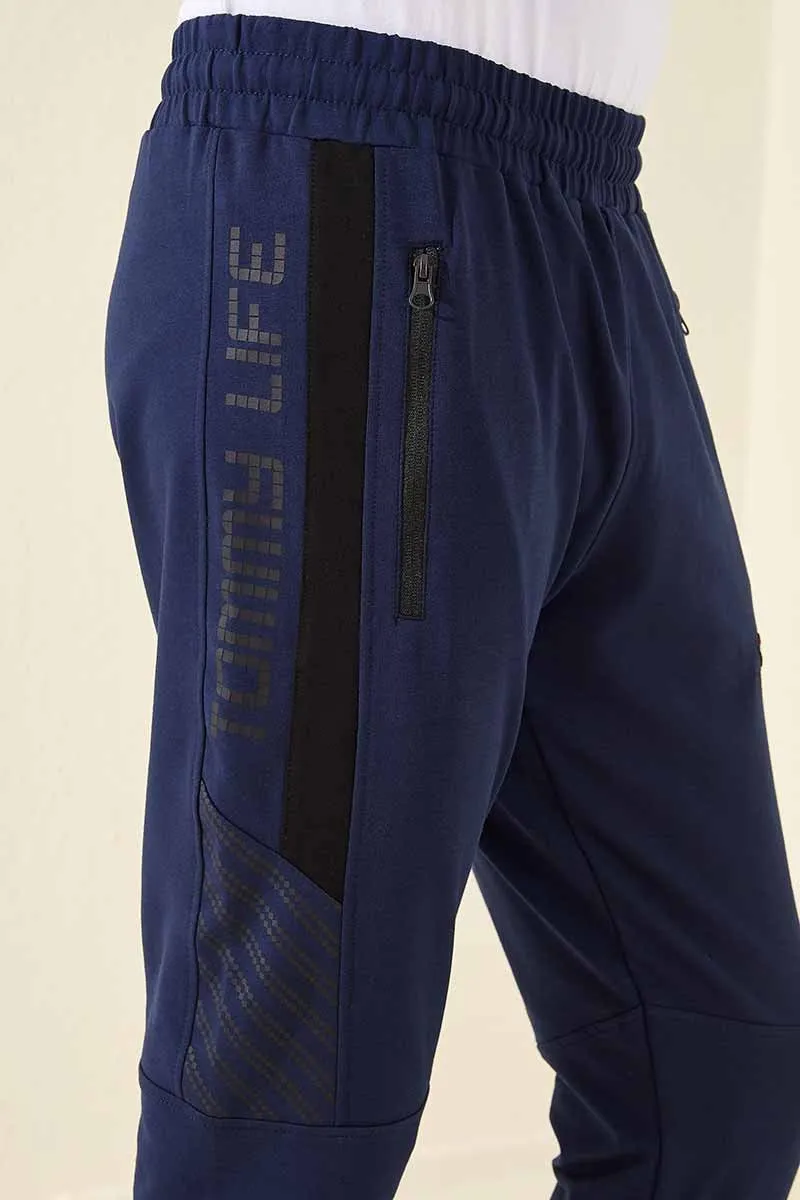 cep fermuarli baskili standart kalip jogger erkek eşofman alt - 84761