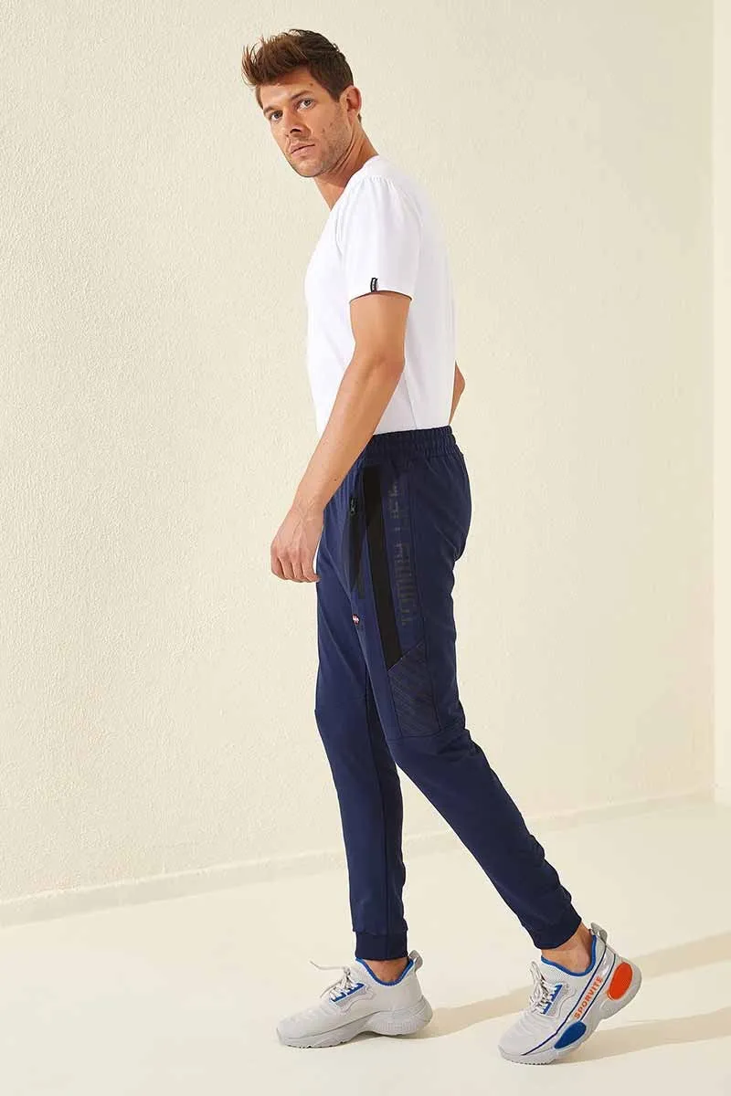 cep fermuarli baskili standart kalip jogger erkek eşofman alt - 84761