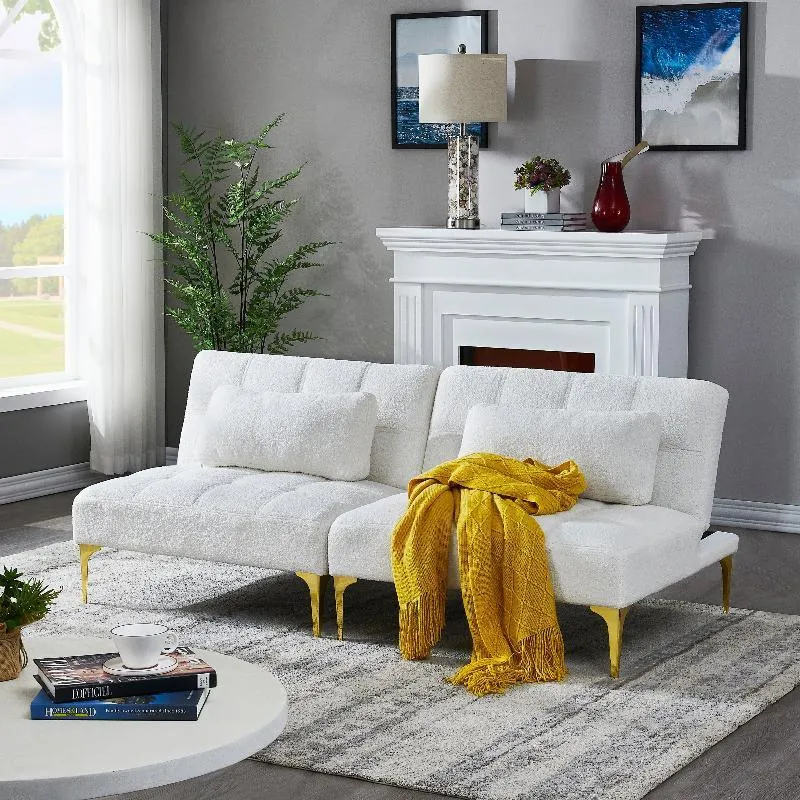 Convertible sofa bed futon with gold