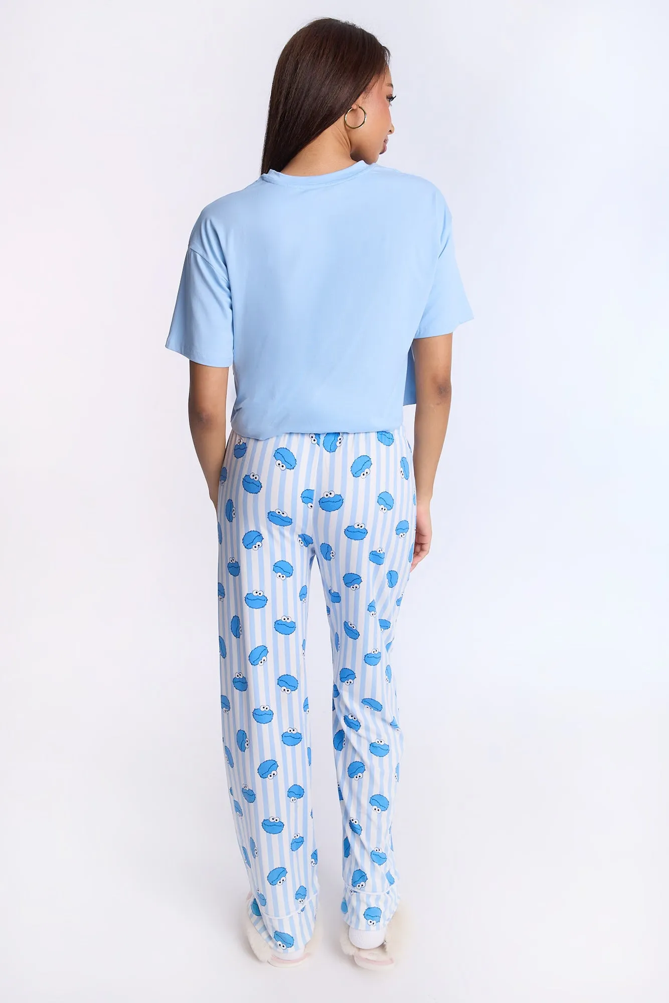 Cookie Monster Super Soft Pajama Tee And Pants 2-Piece Set
