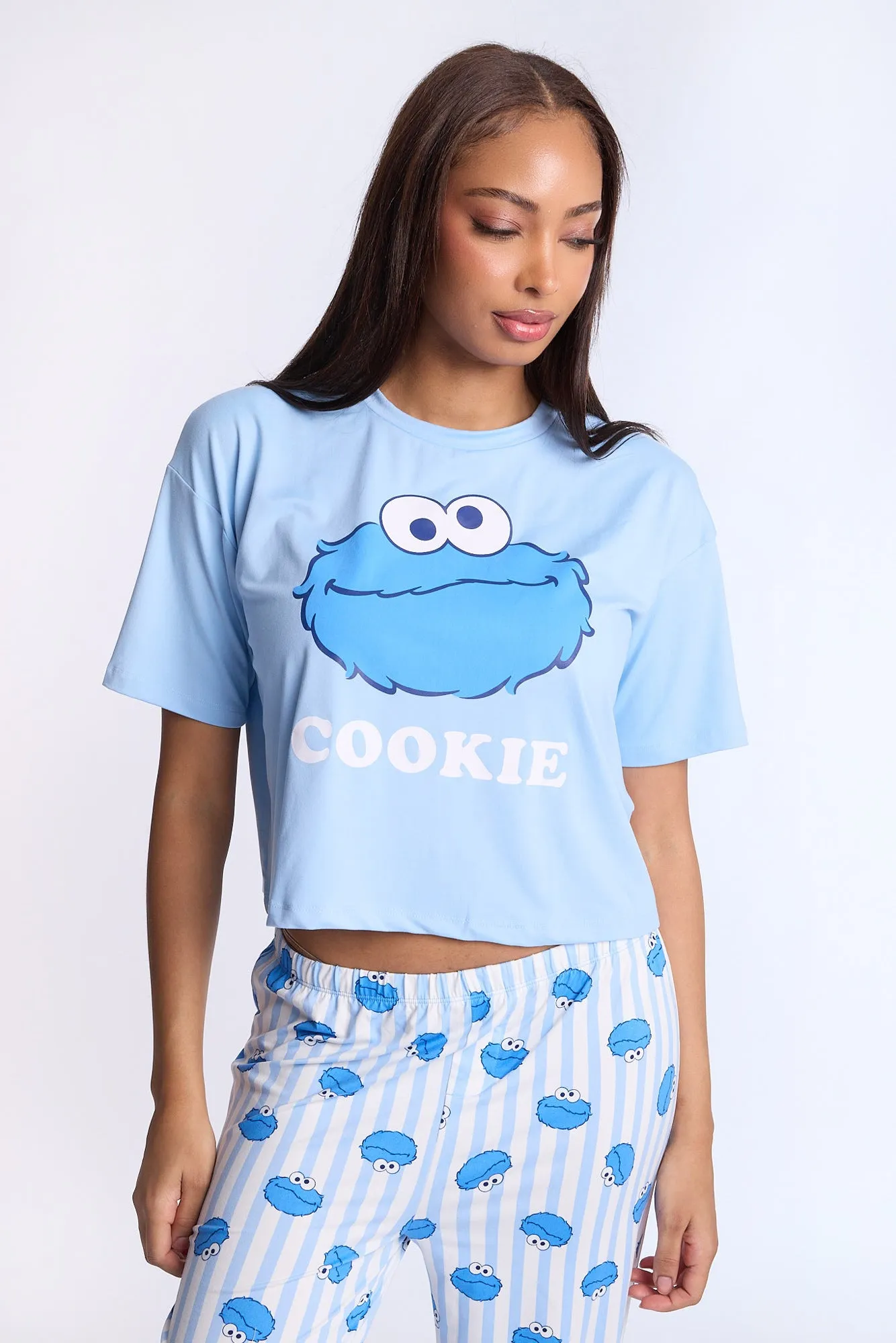Cookie Monster Super Soft Pajama Tee And Pants 2-Piece Set