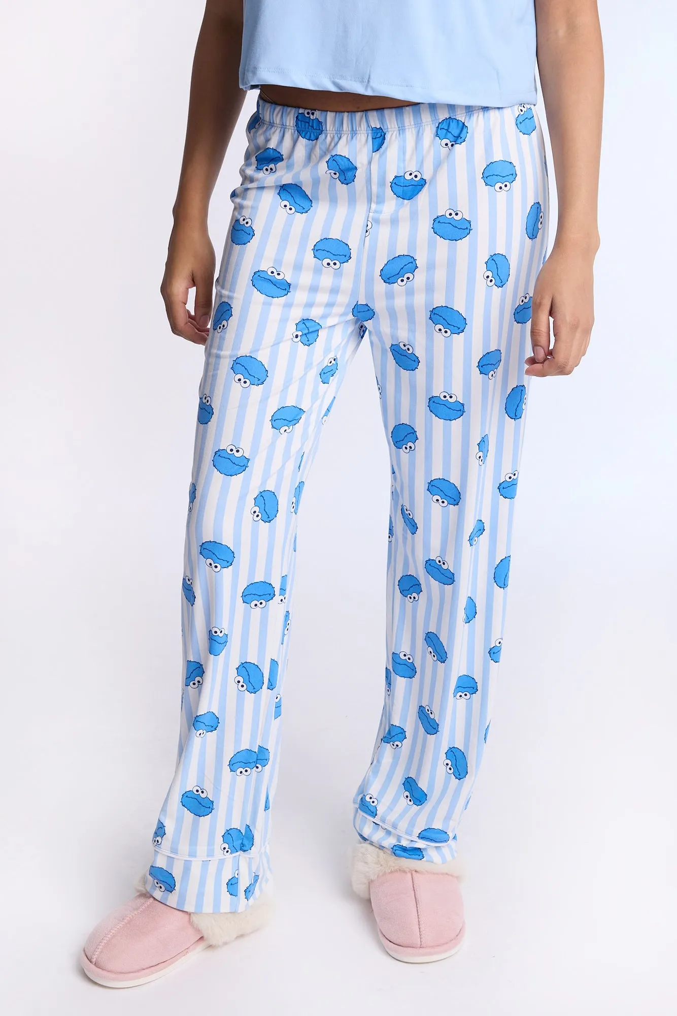Cookie Monster Super Soft Pajama Tee And Pants 2-Piece Set