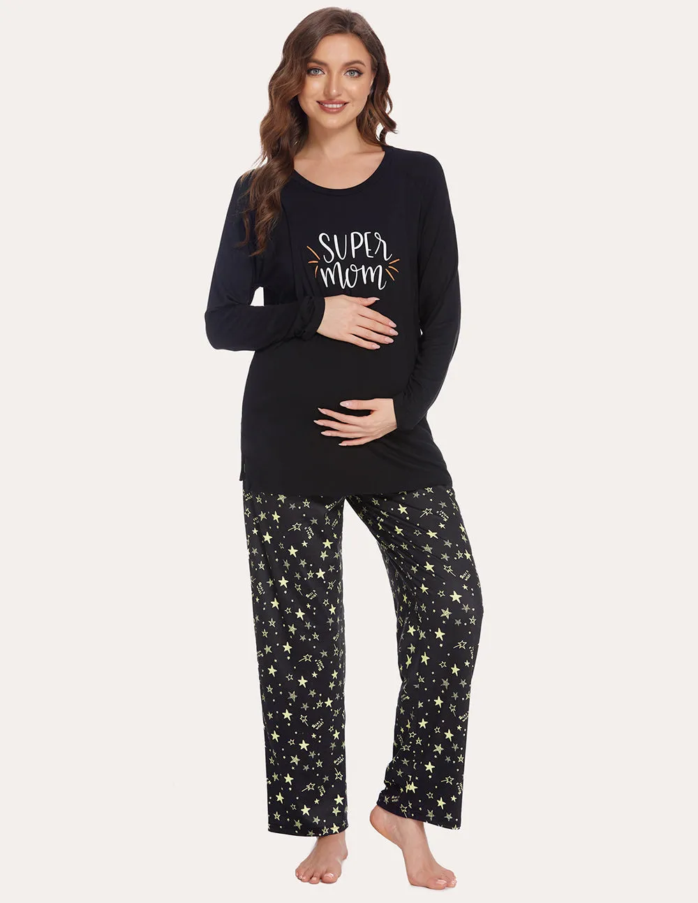 Ekouaer Soft Maternity Nursing Pajama Set (US Only)