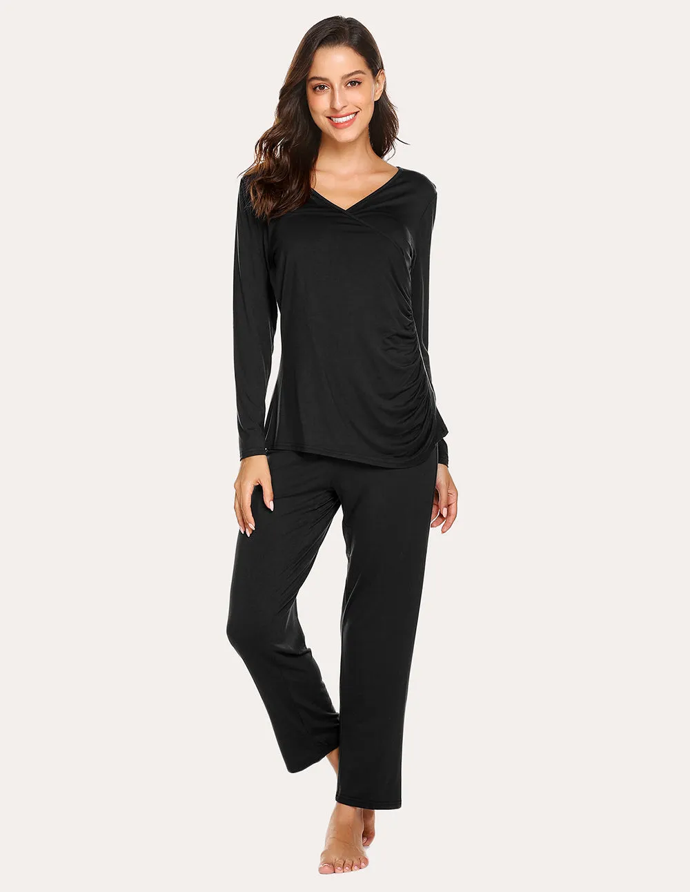 Ekouaer Soft Pregnancy Nursing Pajamas Set (US Only)