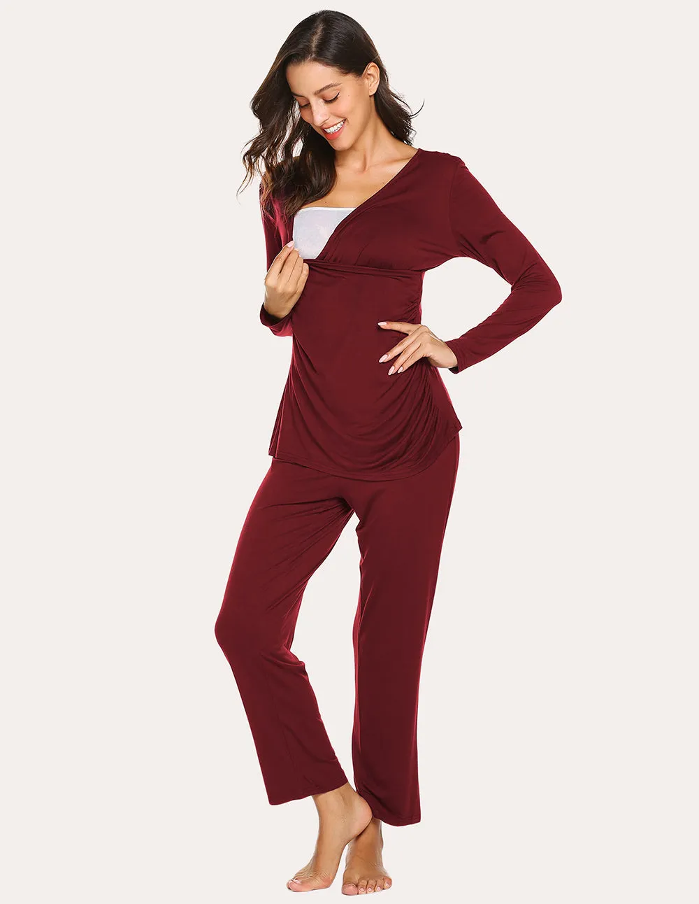 Ekouaer Soft Pregnancy Nursing Pajamas Set (US Only)