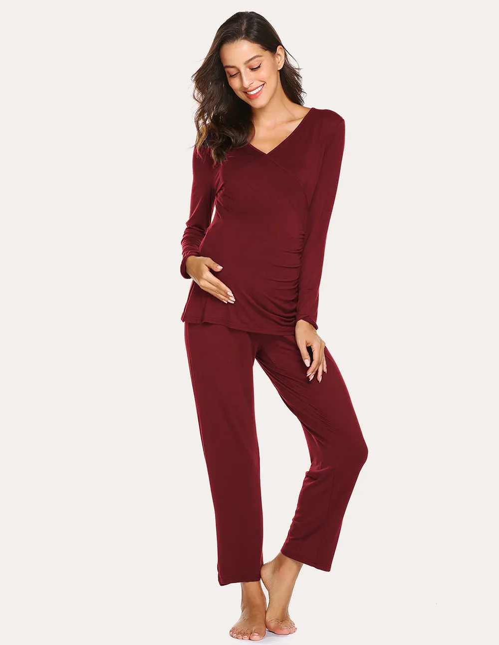 Ekouaer Soft Pregnancy Nursing Pajamas Set (US Only)