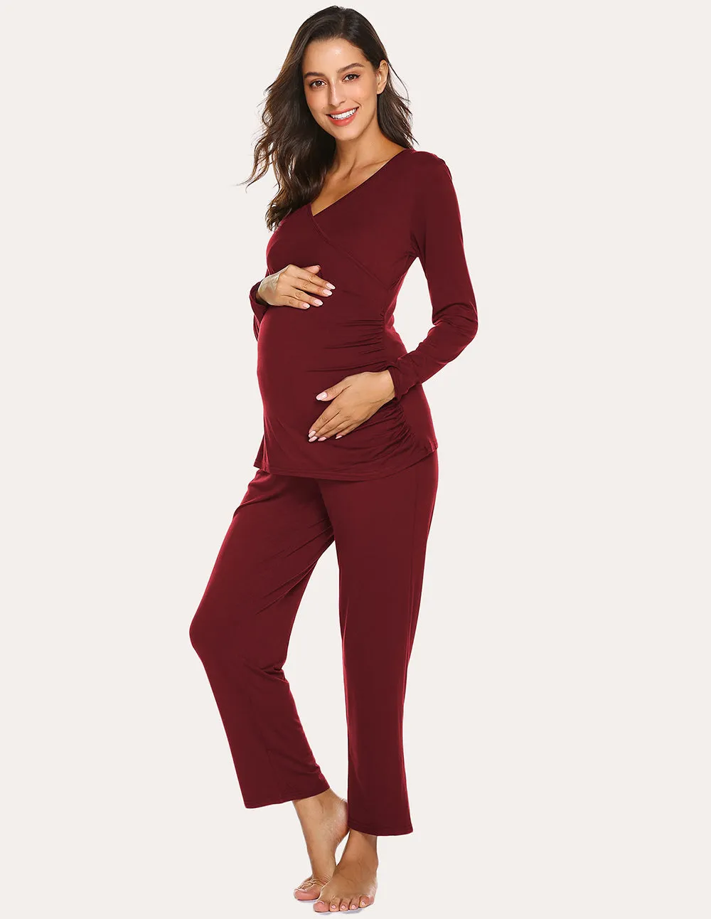 Ekouaer Soft Pregnancy Nursing Pajamas Set (US Only)