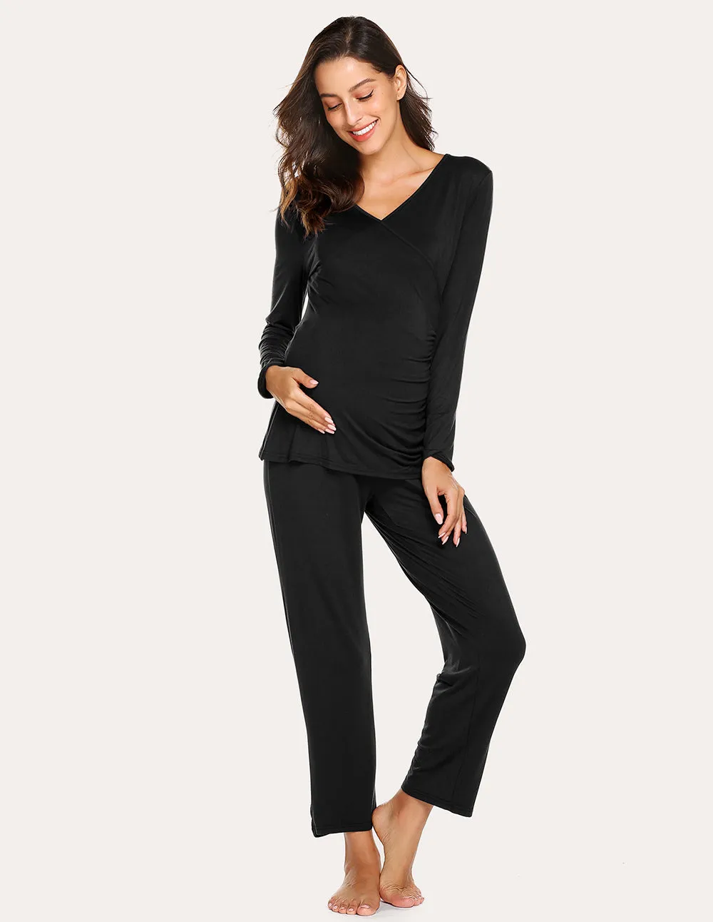 Ekouaer Soft Pregnancy Nursing Pajamas Set (US Only)