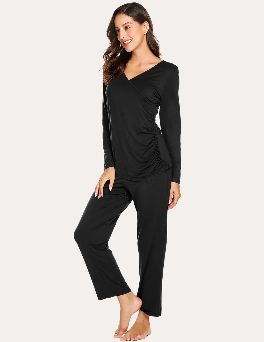 Ekouaer Soft Pregnancy Nursing Pajamas Set (US Only)