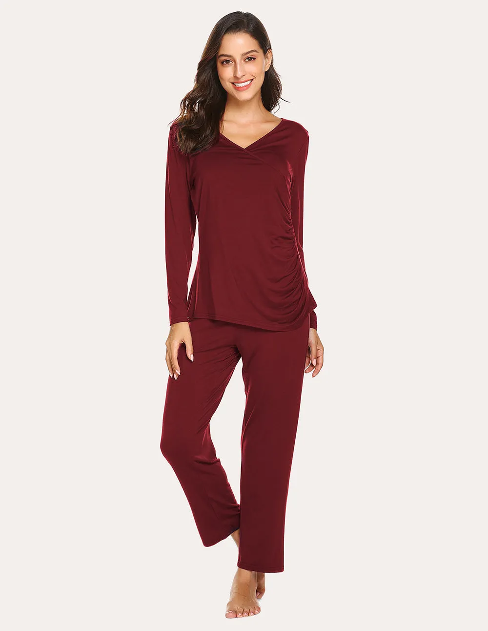 Ekouaer Soft Pregnancy Nursing Pajamas Set (US Only)