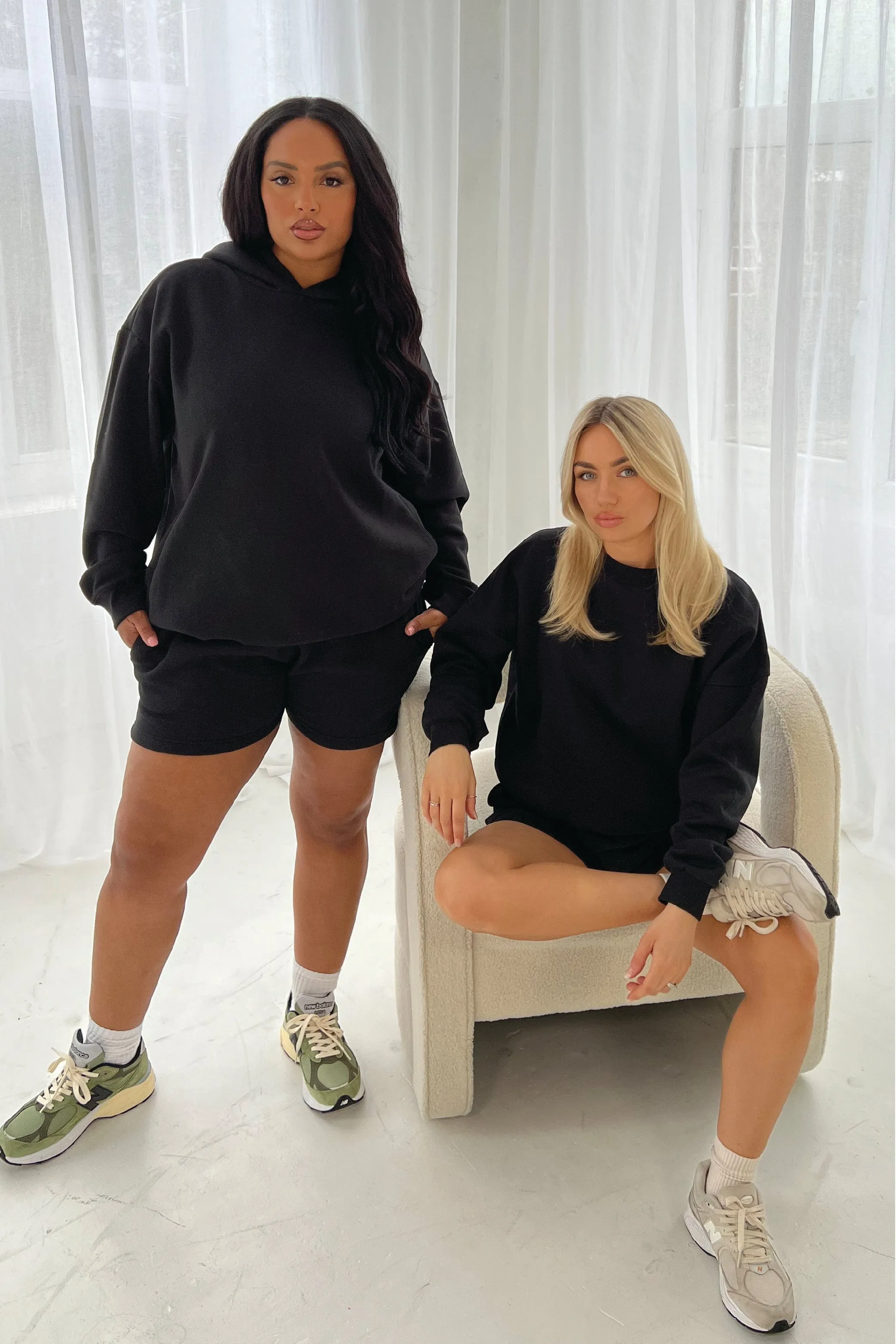 Glamify premium essential black relaxed hoodie