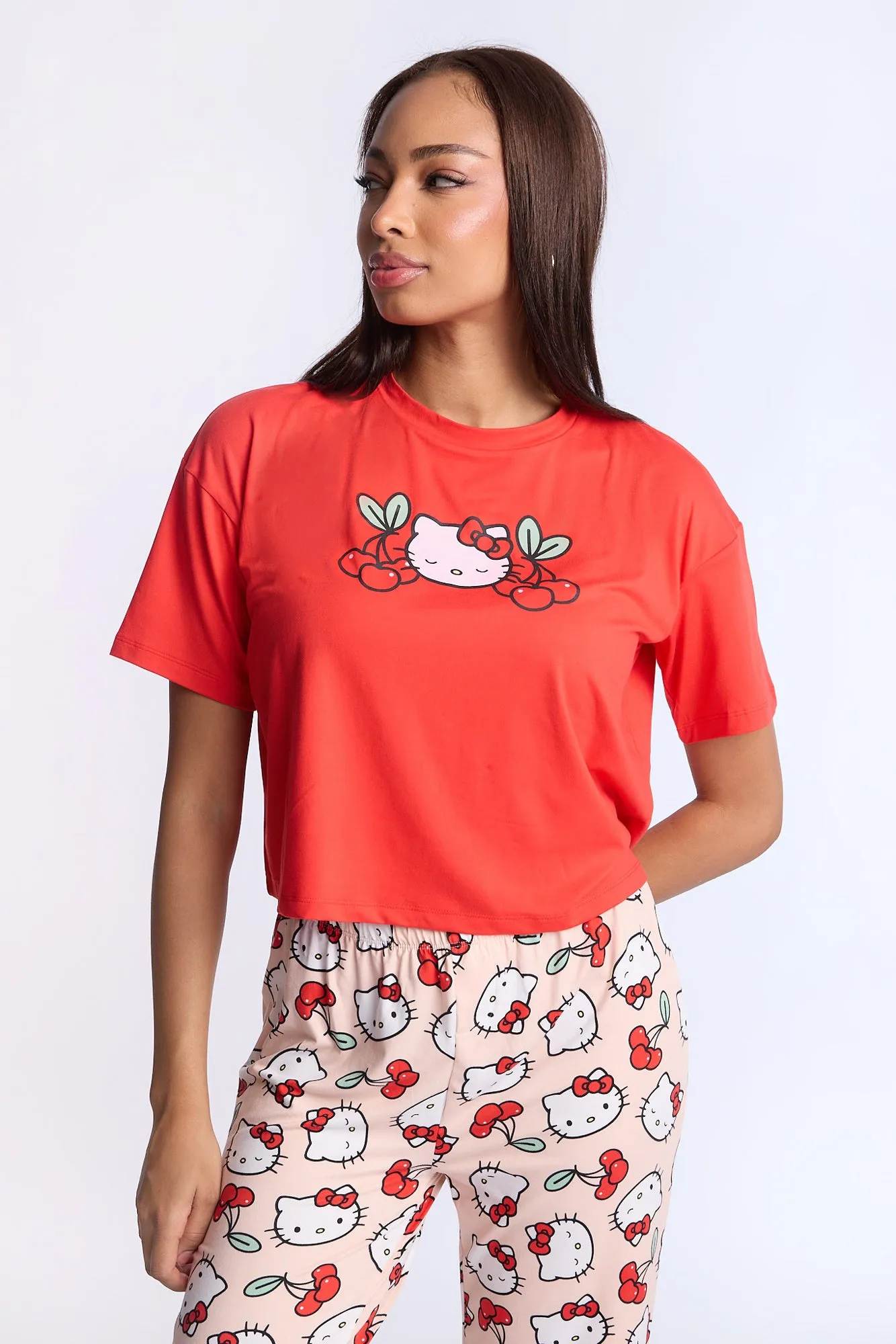 Hello Kitty Cherry Super Soft Pajama Tee And Pants 2-Piece Set