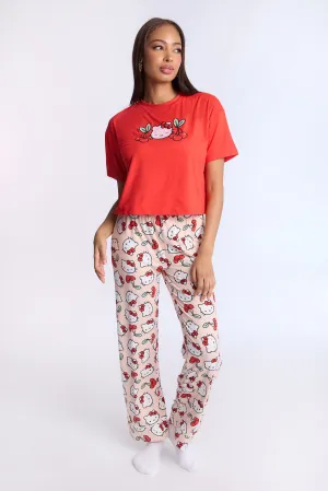 Hello Kitty Cherry Super Soft Pajama Tee And Pants 2-Piece Set