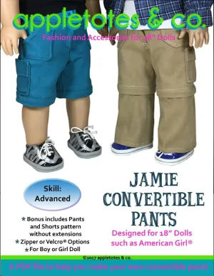 Jamie Convertible Pants Sewing Pattern for 18 Inch Dolls
