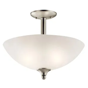 Jolie 15" 2-Light Convertible LED Pendant Light with Satin etched cased opal glass, Brushed nickel Finish