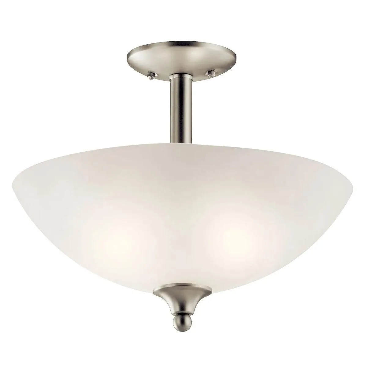 Jolie 15" 2-Light Convertible LED Pendant Light with Satin etched cased opal glass, Brushed nickel Finish