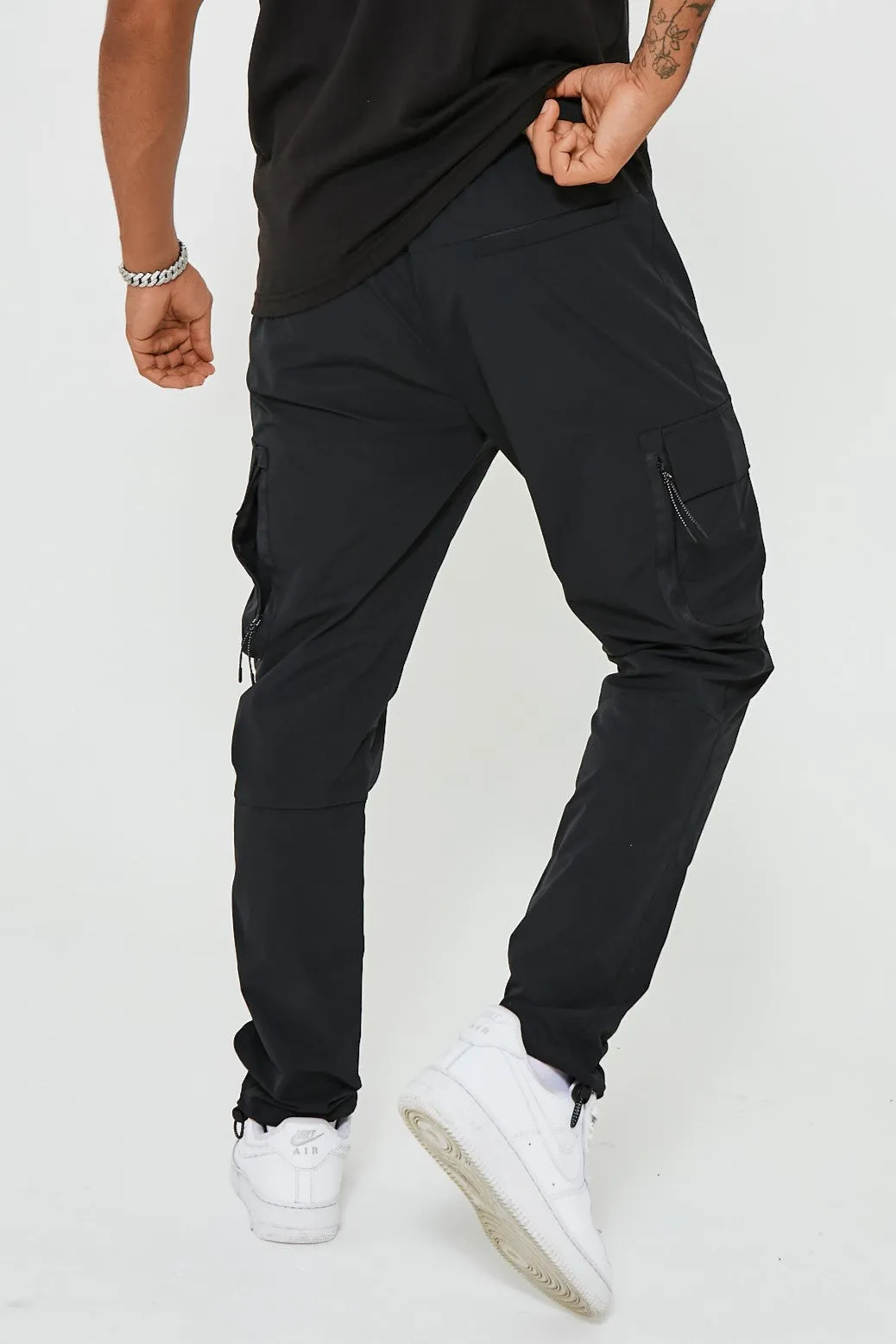 King Street Tapered Cargo Woven Pants - Black