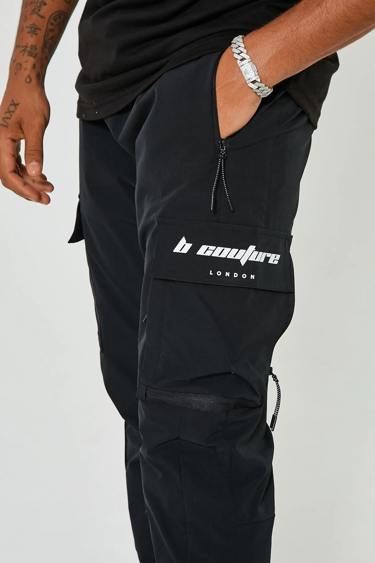 King Street Tapered Cargo Woven Pants - Black