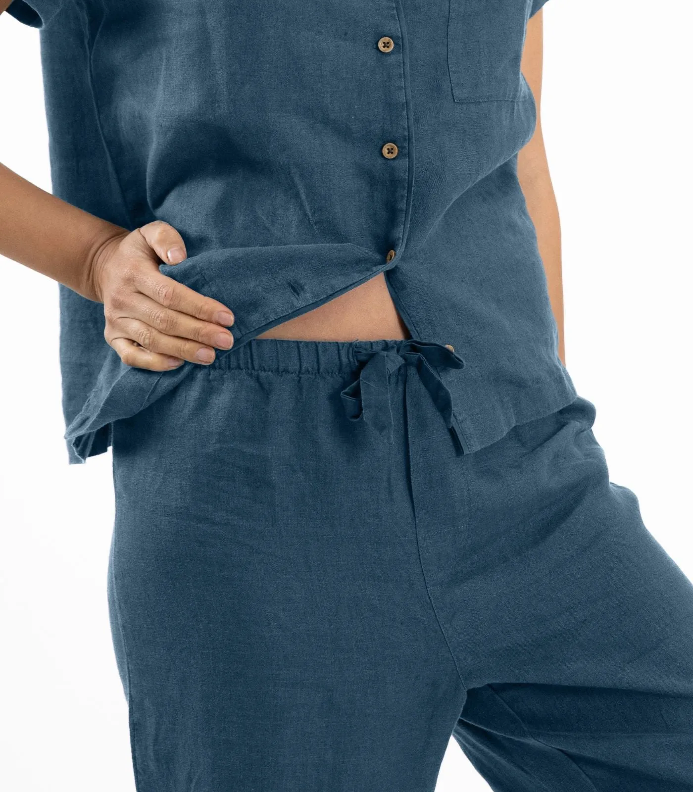Linen Short Sleeve PJ Set