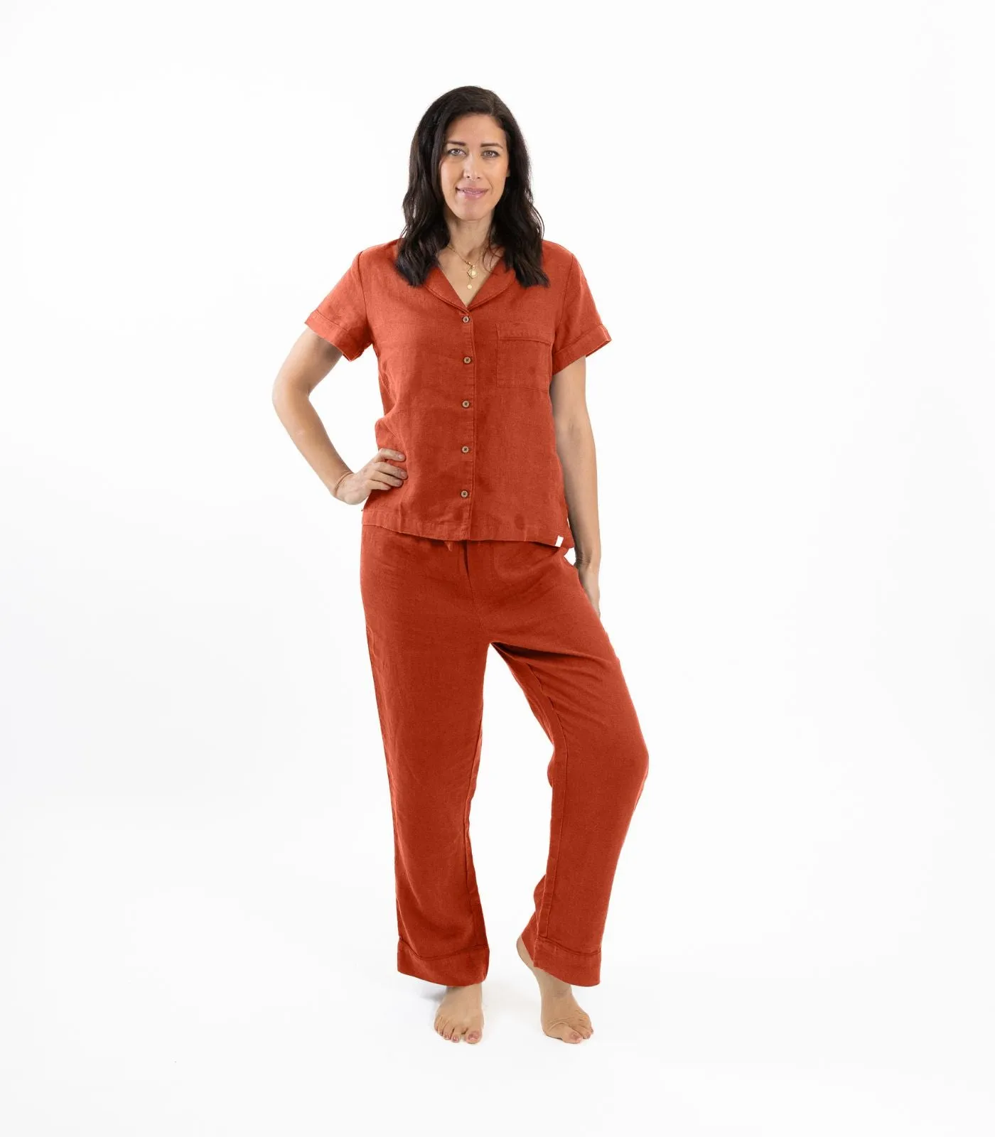 Linen Short Sleeve PJ Set