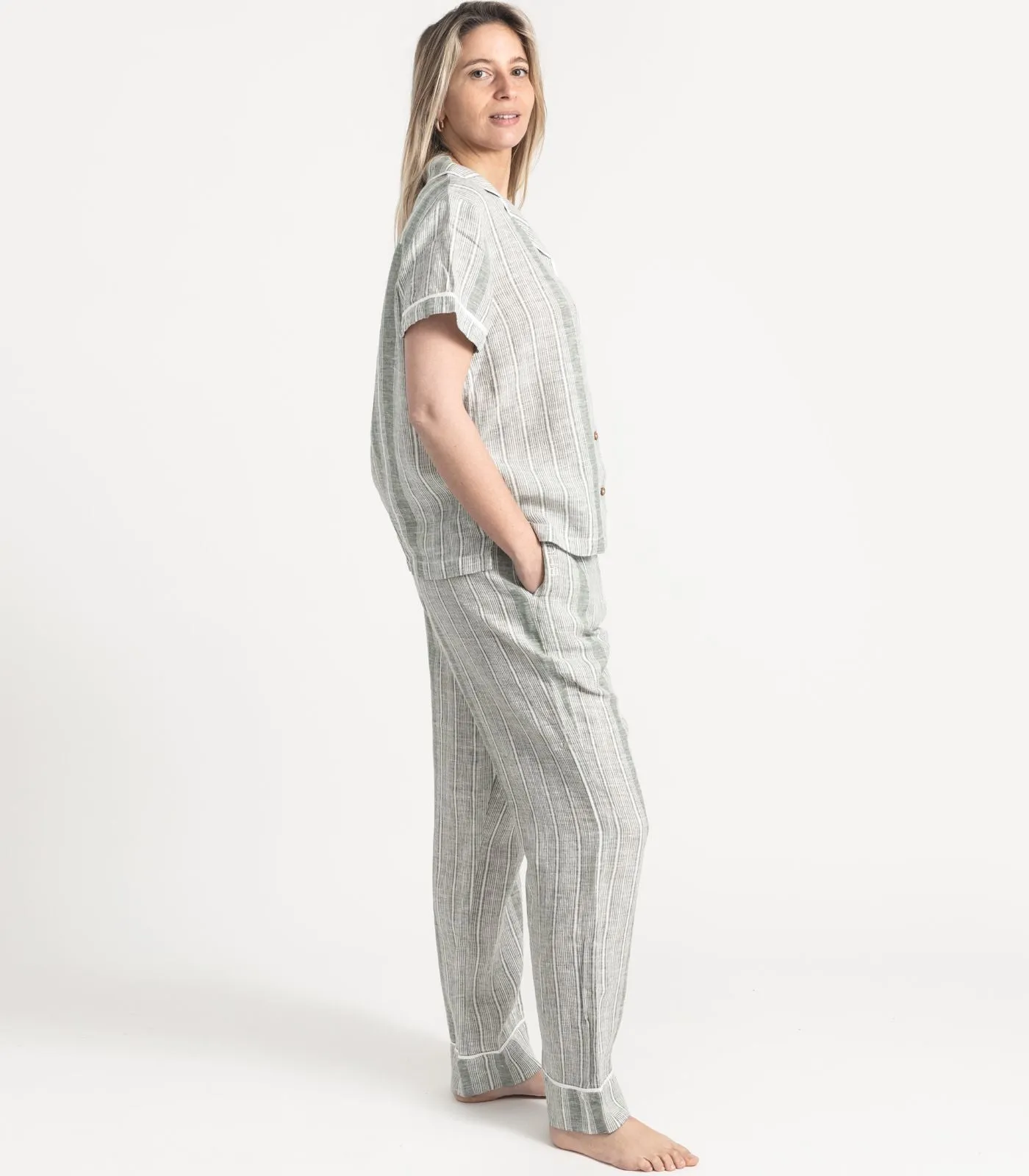 Linen Short Sleeve PJ Set