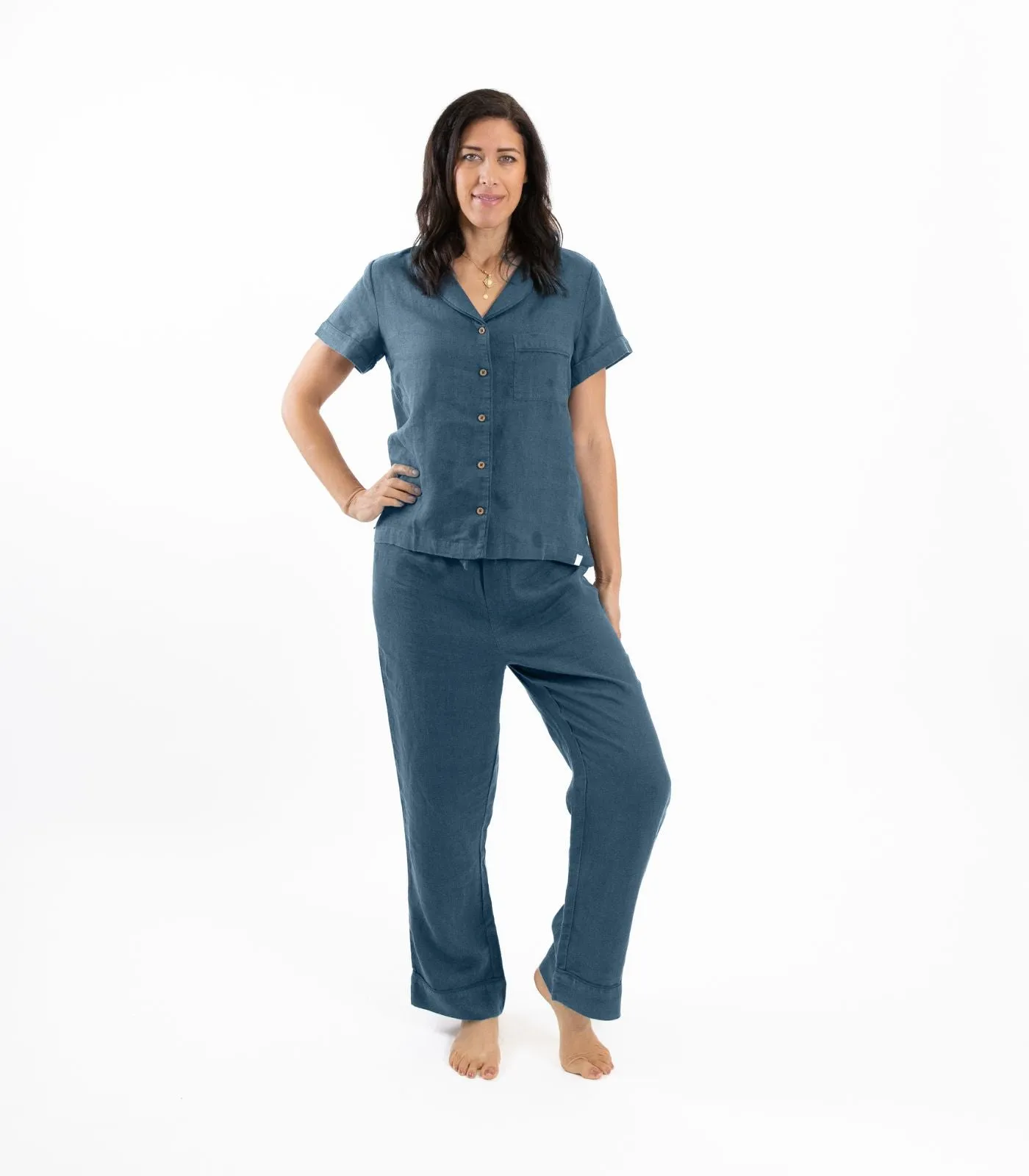 Linen Short Sleeve PJ Set