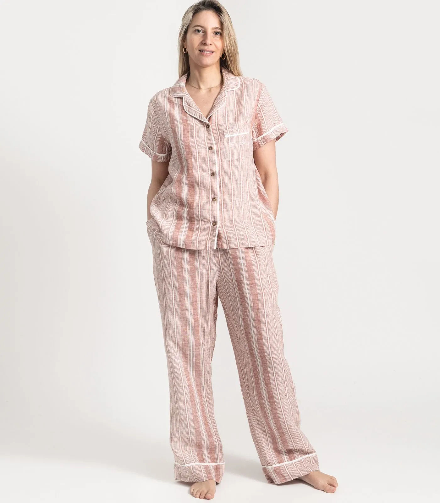 Linen Short Sleeve PJ Set