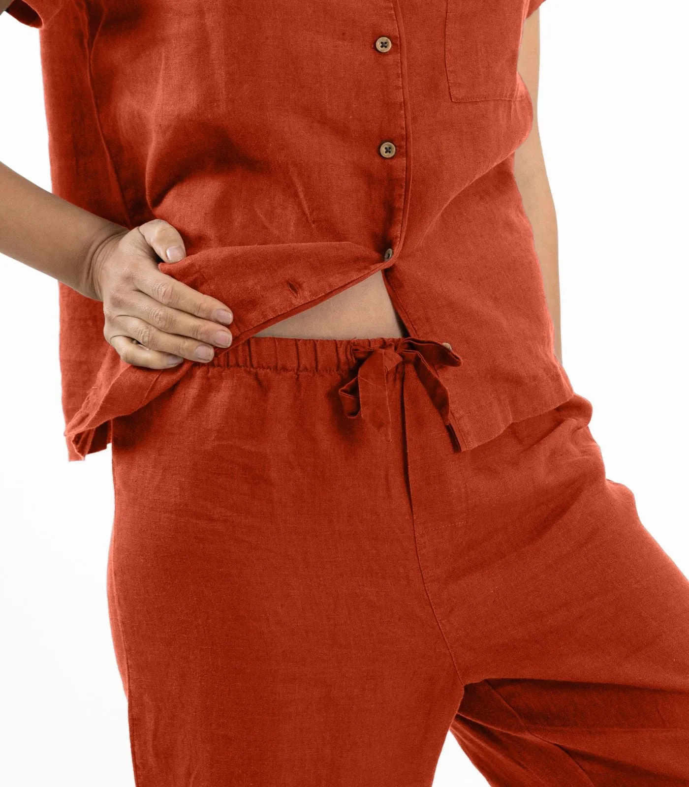 Linen Short Sleeve PJ Set
