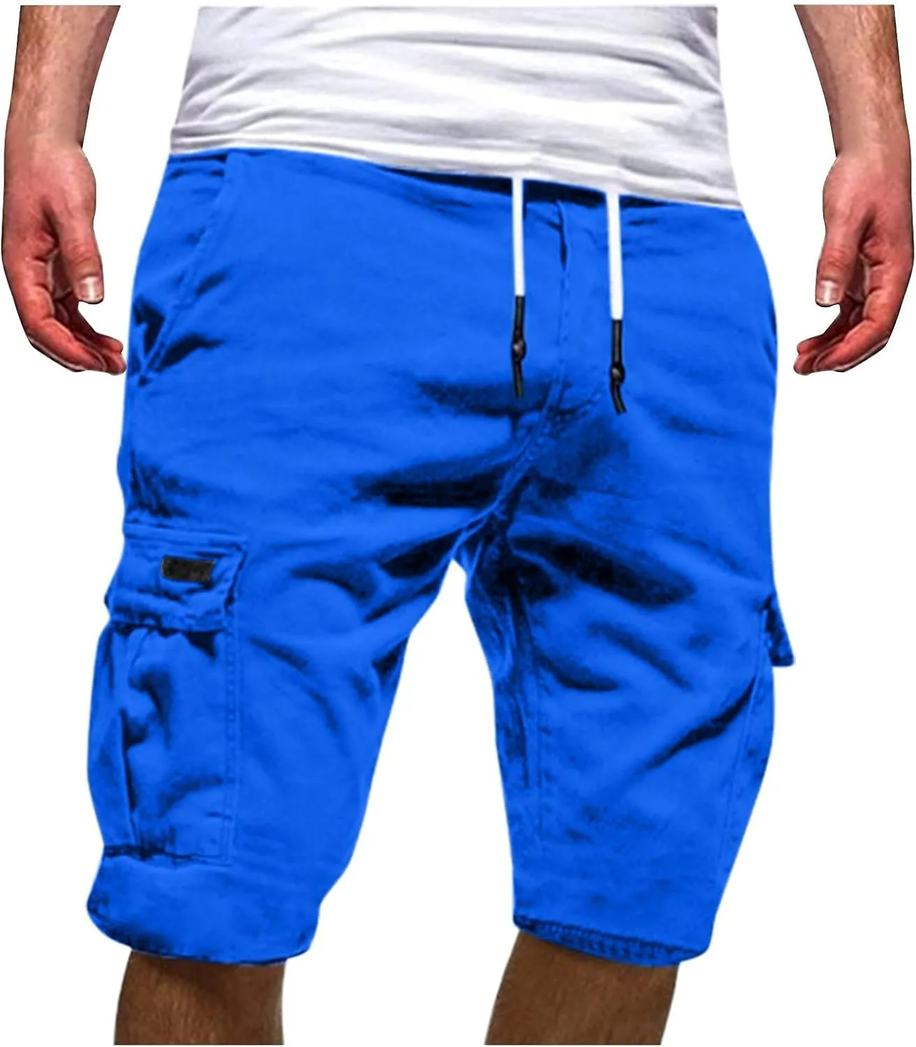 Mens Classic Vintage Denim Shorts Stretch Slim Fit Distressed Ripped Jean Shorts Knee Length Casual Straight Jeans