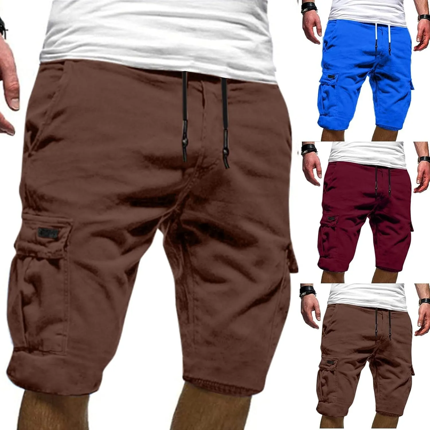 Mens Classic Vintage Denim Shorts Stretch Slim Fit Distressed Ripped Jean Shorts Knee Length Casual Straight Jeans
