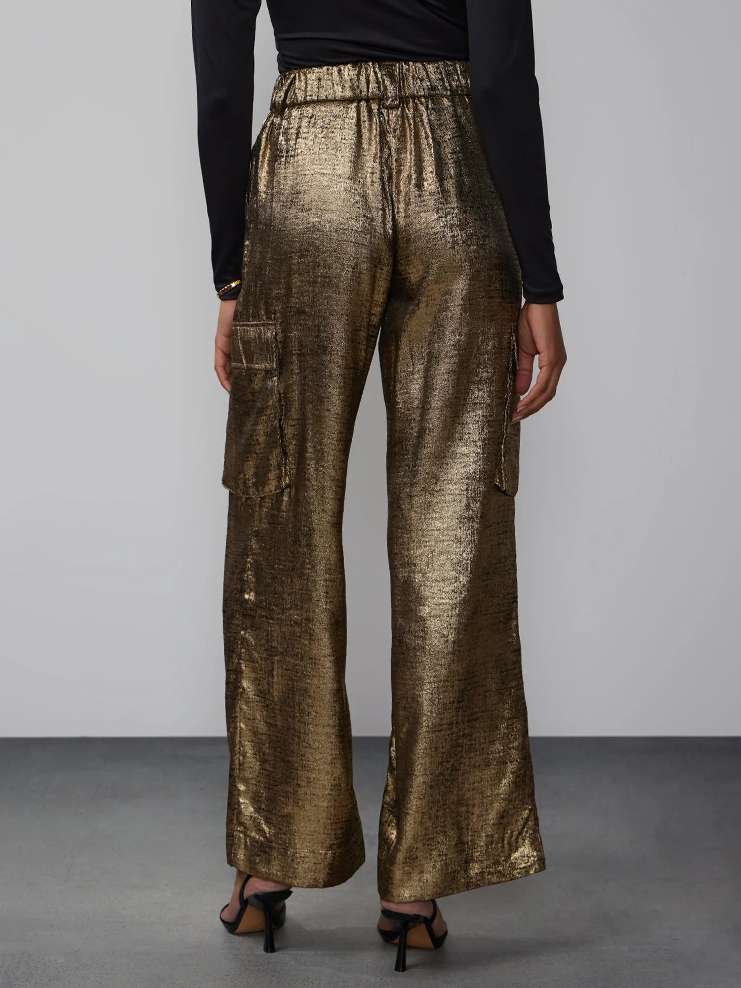 Metallic Cargo Pocket Suit Pant