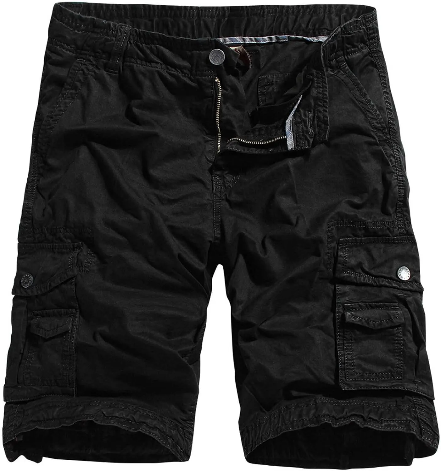 Muscularfit Big and Tall Shorts for Men 2023 Buckle Zipper Multi Pockets Cotton Cargo Shorts Trendy Fashion Tooling Shorts
