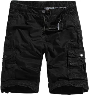 Muscularfit Big and Tall Shorts for Men 2023 Buckle Zipper Multi Pockets Cotton Cargo Shorts Trendy Fashion Tooling Shorts