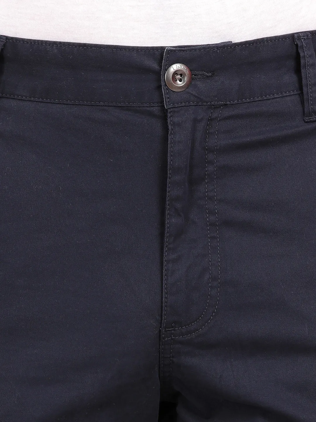 Navy Solid Cargo Pants