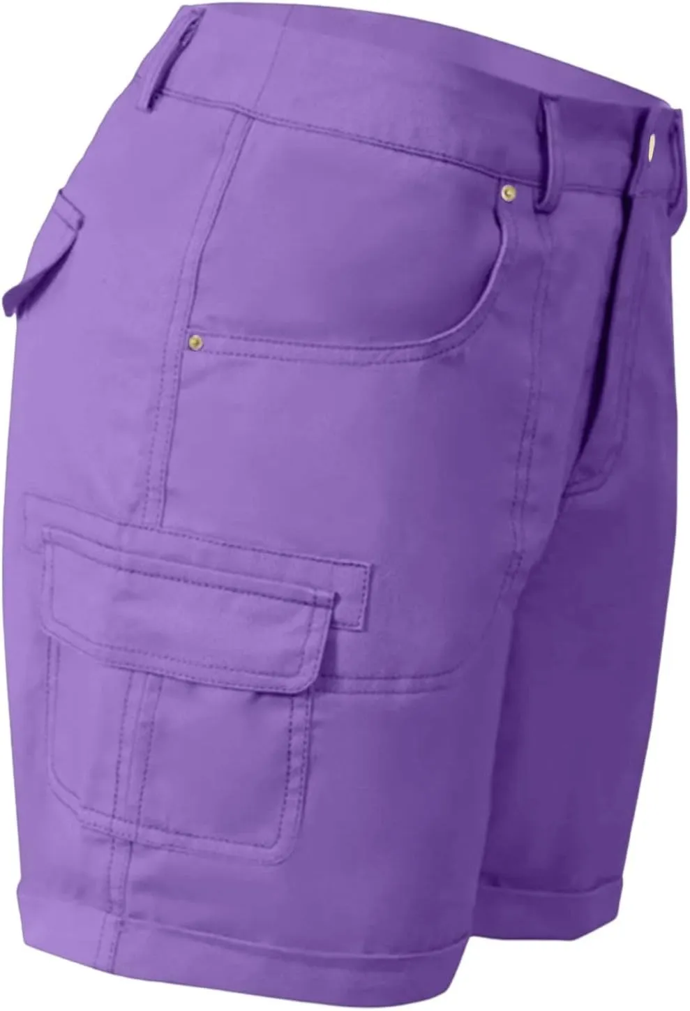 Outdoor Cargo Shorts Women Knee Length High Waisted Hiking Shorts with Pockets Casual Summer Trendy Denim Outfits
