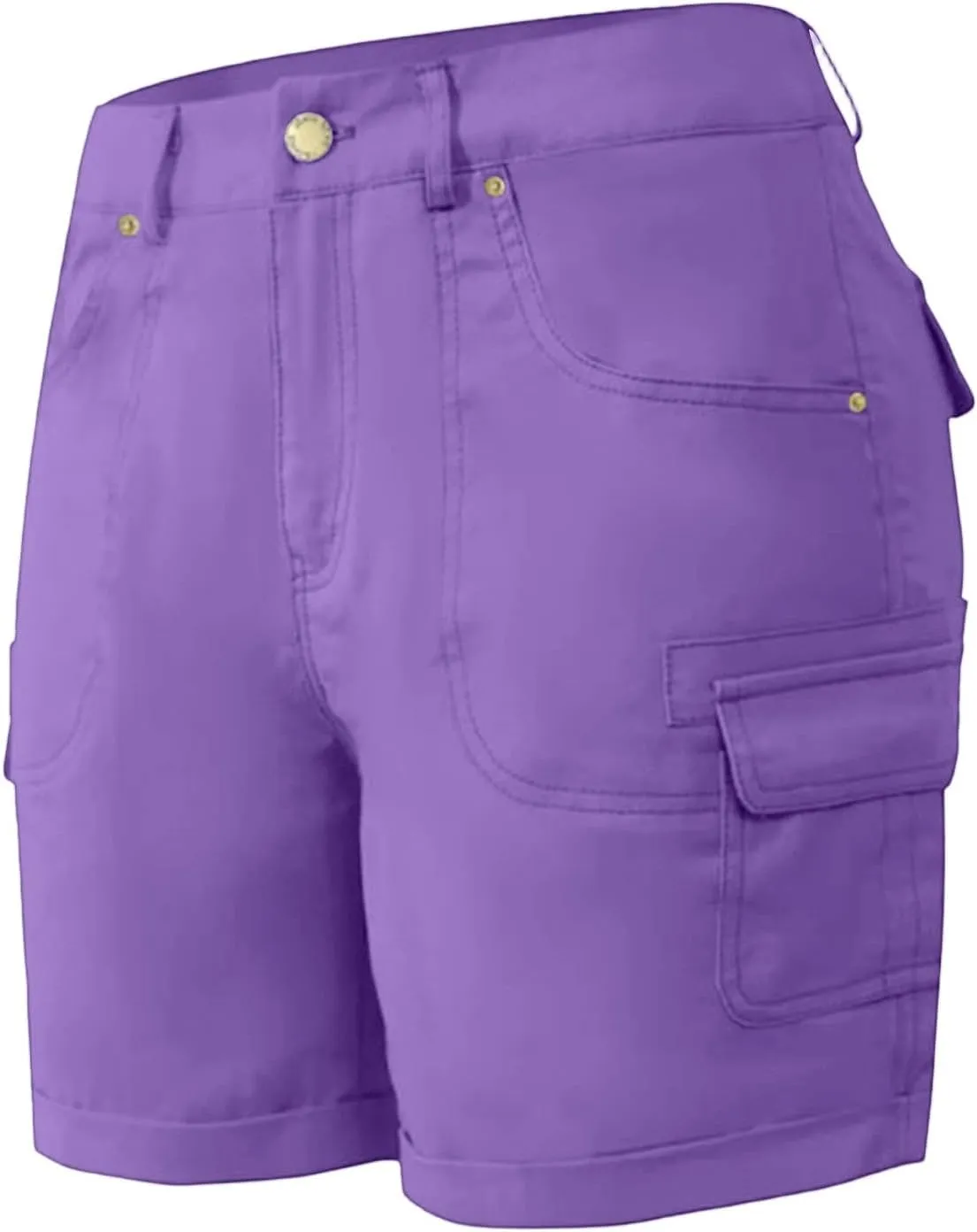 Outdoor Cargo Shorts Women Knee Length High Waisted Hiking Shorts with Pockets Casual Summer Trendy Denim Outfits
