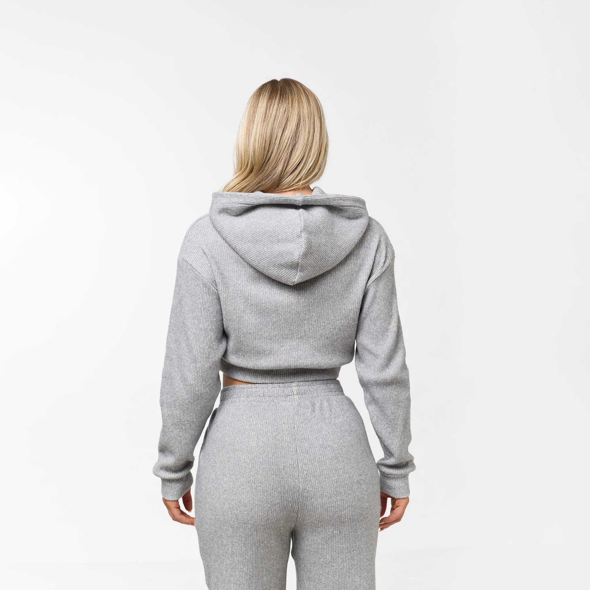 Ribbed Knitted Tracksuit | Grey Marl