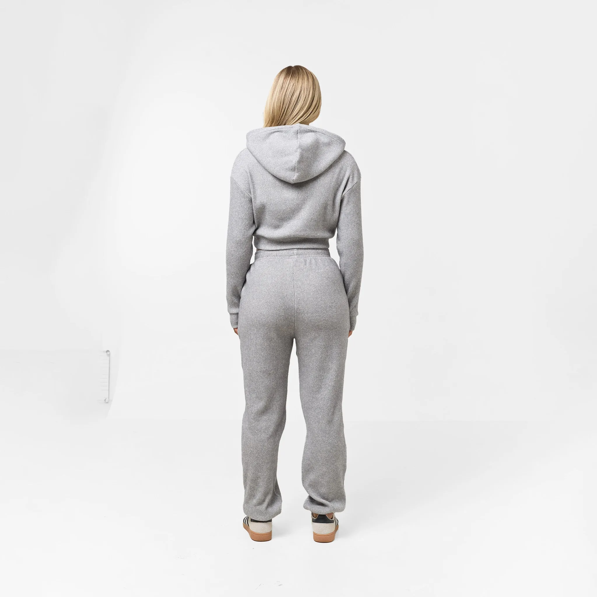 Ribbed Knitted Tracksuit | Grey Marl