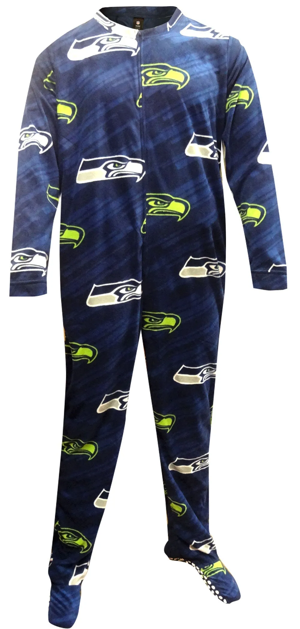 Seattle Seahawks Navy Blue One Piece Footie Pajama