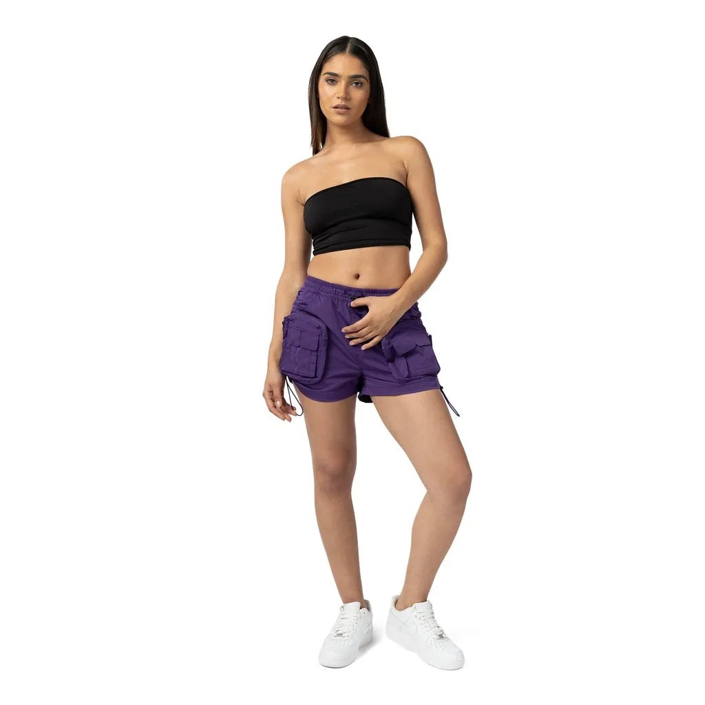 Shirring Utility Shorts - Purple