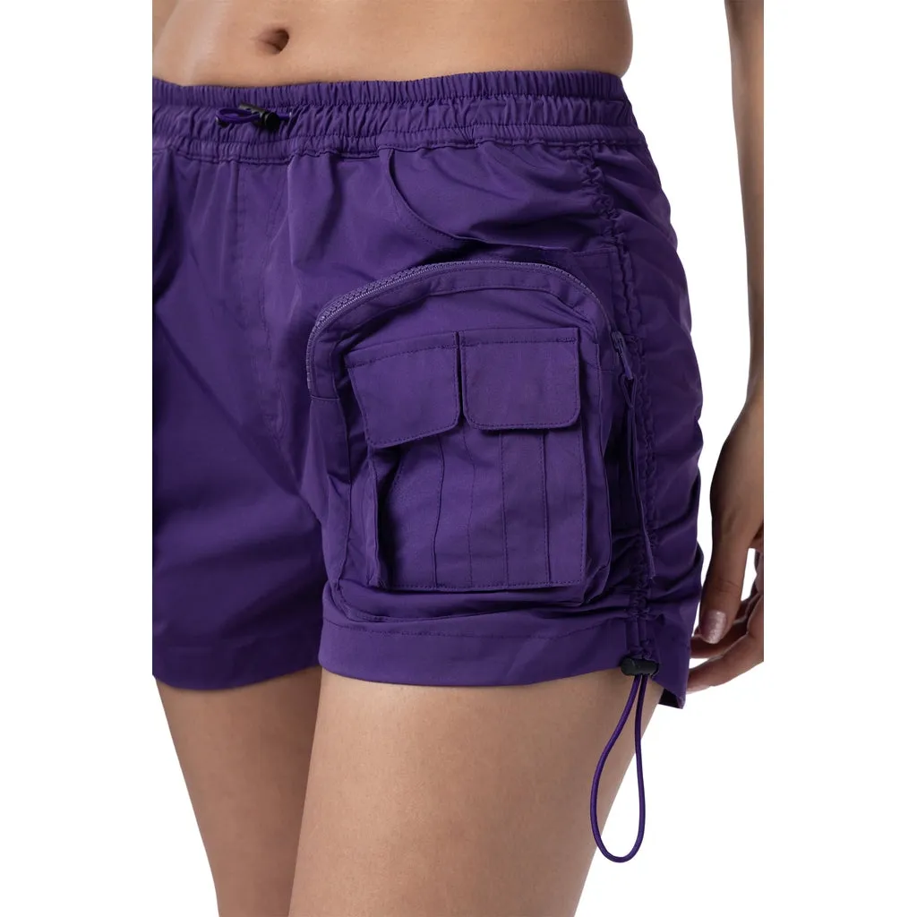 Shirring Utility Shorts - Purple